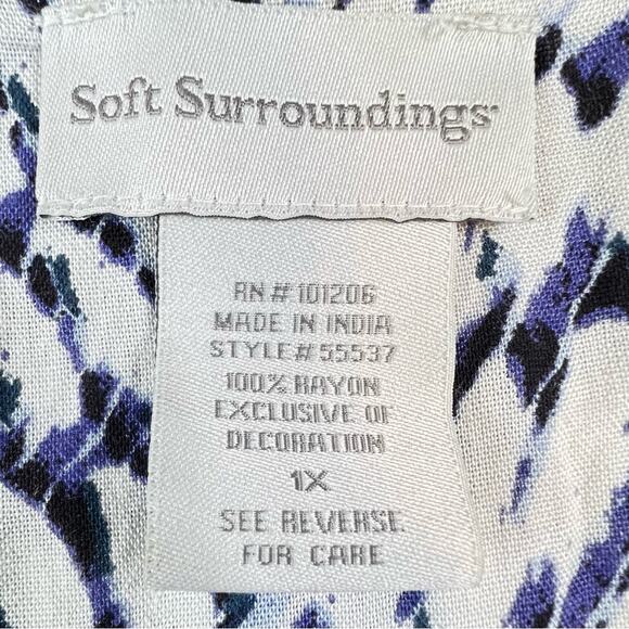 Soft Surroundings South Beach Beaded Blue Abstract Wave Cover-Up Tunic Size 1X - Picture 7 of 7